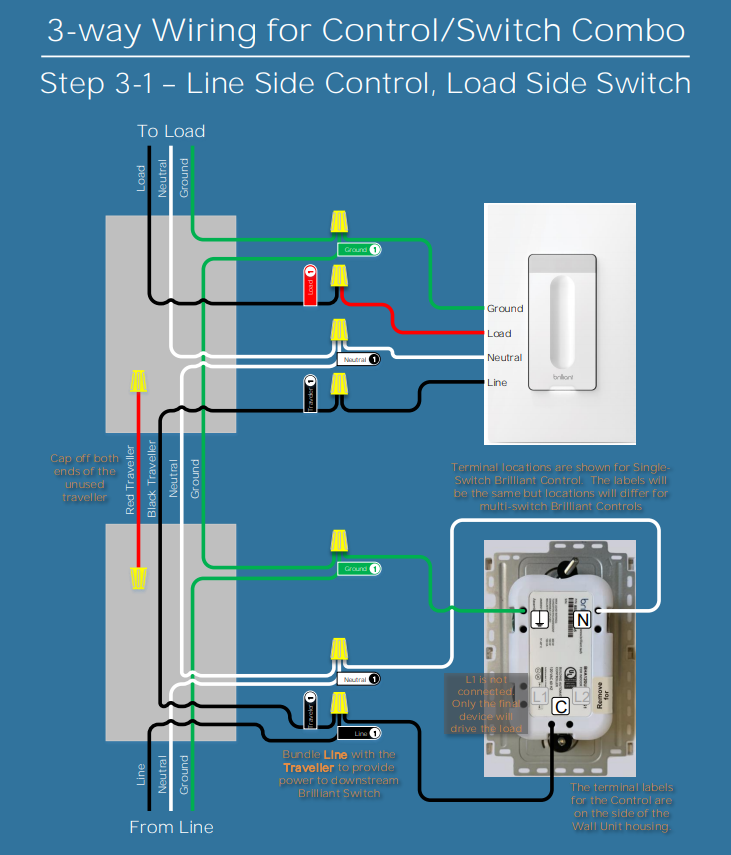 3 switch one light control diagram